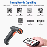 Vente flash : Lecteur de codes-barres sans fil 2D longue portée, 2,4 G, lecteur de codes QR sans fil, distance de transmission de 100 mètres, extérieur