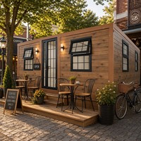 Cabane modulaire préfabriquée à ossature en acier avec portes vitrées, retraite de vacances champêtre Lavande, Provençe, France