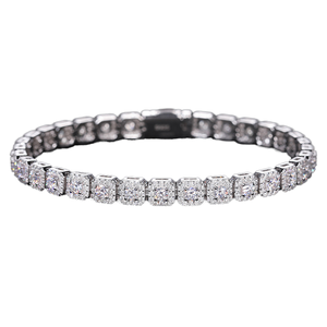 Envío Rápido, Joyería Hip Hop, Plata de Ley 925, Chapado en Oro de 14K, Pasa la Prueba del Diamante, Pulsera de Cadena con Moissanita, Certificado GRA, Regalo - Product Image 1