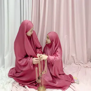 2022 Trang Phục Cha-con Mới Jilbab Abaya Hai Mảnh Cầu Nguyện Abaya Set Áo Choàng Kaftan Cho Mẹ Và Bé