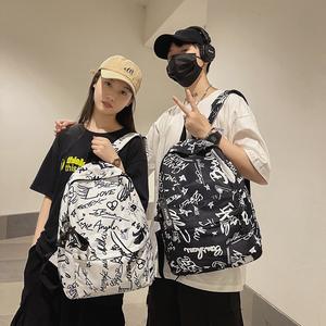 กระเป๋าเป้ไนล่อนพิมพ์ลายกราฟฟิตีแฟชั่นทันสมัย,กระเป๋านักเรียนวัยรุ่นมัธยมปลายความจุมากกระเป๋าเป้สะพายหลังสำหรับเด็กขนาด17นิ้ว - Product Image 6