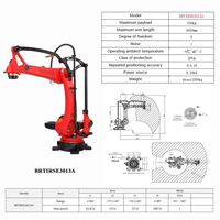 BORUNTE Brazo de robot industrial profesional BRTIRPZ3013A Paletización de seis ejes Brazo de 1850mm 130kg Manejo de carga útil Motor PLC central