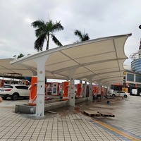 Structure de carport en membrane PVDF pour extérieur, résistante aux UV et aux intempéries, abri de stationnement pour voitures
