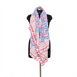 Wholesale Floral Digital Print 100% Cotton Breathable Skin-Friendly Warming Scarf Women Beach <b>Wrap</b> Daily Wear 200g Unisex - Product Image 1