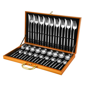 Búa xử lý 36 cái thép không gỉ vàng thiết lập dao kéo đám cưới <span class=keywords><strong>Flatware</strong></span> Set với hộp gỗ - Product Image 4