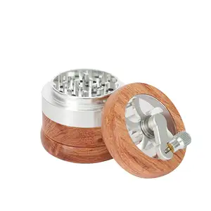 Yiwu Jiju Factory Wholesale High Quality Large 4 Layer Walnut Wooden Metal Herb Grinders