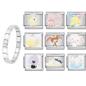 Cartoon Character Modular Bracelet Stainless Steel DIY Charm Bangle Gift Jewelry - Product Image 1