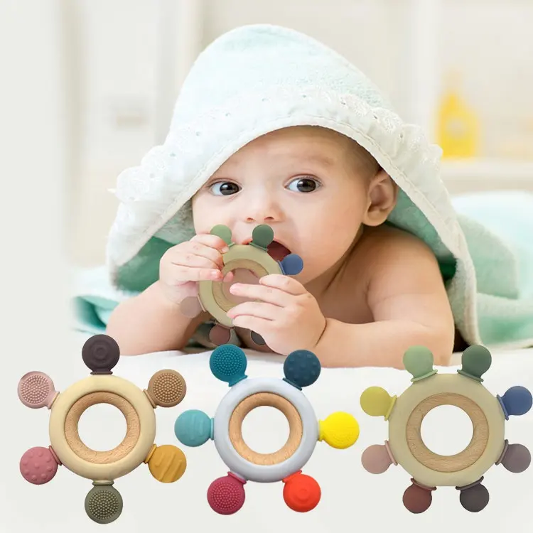 Silicone Baby Teething Teething Toys for Babies, 0-6, 6-12 Months, BPA Free (1 Pack)