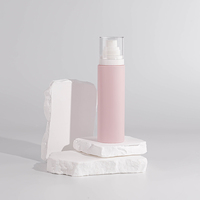 Nuevo diseño Popular 100ml 150ml Rosa Vacío Cuidado DE LA PIEL Loción Envase cosmético Botella de plástico redonda con bomba blanca Tapa de plástico