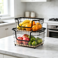 Panier à fruits à 2 niveaux en métal pour comptoir, panier de rangement pour garde-manger et stockage alimentaire