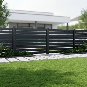 Solutions <span class=keywords><strong>de</strong></span> clôtures en aluminium à lamelles élégantes et économiques, clôtures et portes modernes en aluminium noir à lamelles métalliques - Product Image 1