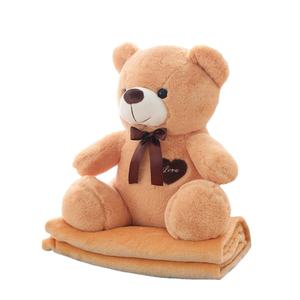 2 en 1 polar felpa Rosa oso de peluche bebé manta dibujos animados franela polar almohada manta Animal relleno suave juguete niños Manta - Product Image 1