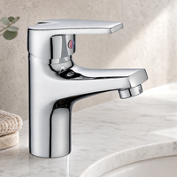Robinet mitigeur classique en alliage de zinc à montage sur plan, monotrou, eau chaude et froide, pour lavabo, avec cartouche céramique, finition chromée électrolytique