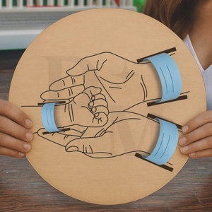 Kustom kayu keluarga potongan tangan bayi pemegang gelang tampilan untuk Glowforge pembibitan dekorasi seni baru lahir kedatangan tanda memori - Product Image 2