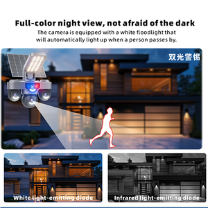 New Triple Lens Solar Street <b>Light</b> <b>Camera</b> Full Color Night 360 PTZ Outdoor <b>Security</b> <b>Camera</b> V380 Pro Farm Yard Road Monitoring - Product Image 2
