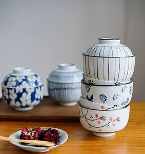 4-inch <b>Ceramic</b> Steamed <b>Egg</b> Bowl with Lid Japanese-Style Underglaze Color Soup & Bird's Nest Stew Bowl - Product Image 2
