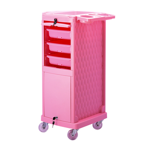 Vente en gros Chariot de salon de beauté rose Chariot de barbier à roulettes rose d'occasion pour cheveux élégants - Product Image 3
