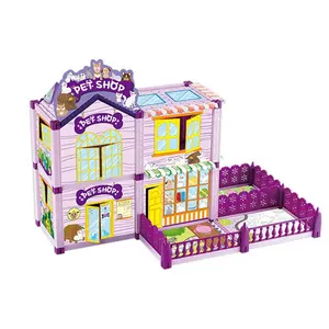 Diy Assemblage Meisje Villa Poppenhuis 3d Doodle Dierenwinkel Puzzel Diy Kleuren Villa Puzzel Spelen Huis Model Speelgoed Voor Kinderen