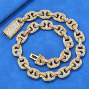 Collar de Cadena Cubana Baguette Chapado en Oro Grueso con Zirconia Iced Out de 12mm, Joyería de Moda de Gran Venta - Product Image 2