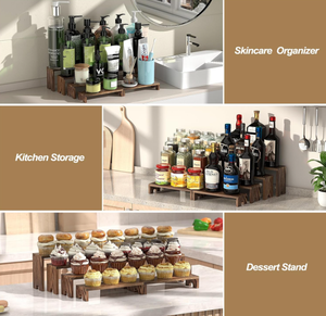 Support de présentation en bois multifonctionnel - Étagère de bureau / Présentoir de cuisine / Support de maquillage pour salle de bain - Product Image 5