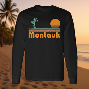 T-shirt vintage a maniche lunghe con motivo Tramonto sulla spiaggia di Montauk - Categoria Promozionale - Product Image 2