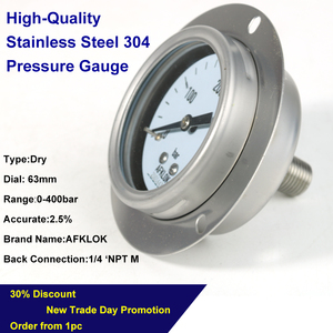 사용자 정의 304 스테인레스 스틸 압력 게이지 0-400 바 63mm 다이얼 1/<span class=keywords><strong>4</strong></span> 인치 남성 NPT - Product Image 4