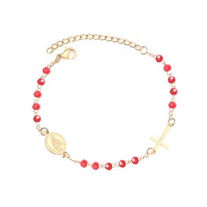 Pulseras de Lujo para Mujer, Chapadas en Oro de 18K, de Acero Inoxidable, con Dijes de Cruz Religiosa de Jesús, Venta al por Mayor - Product Image 4