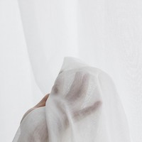 Voilage semi-transparent en polyester effet lin avec plis coréens à accrocher pour salon, balcon, séparation, 120m