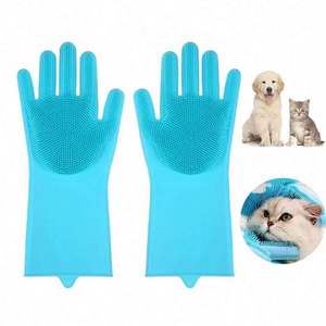 Gants de toilettage pour animaux de compagnie, gants de bain pour chiens et chats, gants de shampoing, éponge magique pour la vaisselle, éponge de nettoyage, gants en silicone pour enlever les poils - Product Image 1