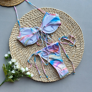 Israel Venta caliente Correa ajustable Cuerda larga con cordones Tie Dye <span class=keywords><strong>Bikini</strong></span> Chica Modelos <span class=keywords><strong>Micro</strong></span> <span class=keywords><strong>Bikini</strong></span> Empresas Fabricante al por mayor - Product Image 3