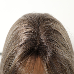 26 Zoll Hitzebeständige Synthetikfaser-Perücke Grau OMBRE Pony Glattes Haar Streifen Highlight Langes Haar Atmungsaktive Kappe Echtes Foto - Product Image 2