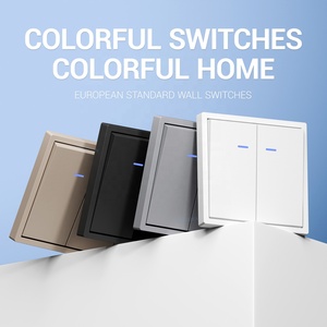 홈 어플라이언스 2 갱 1 방향 벽 조명 전원 스위치 LED 표시등 220V EU 옆 통과 PC 매트 플레이트 - Product Image 6