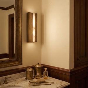Linear Alabaster Wall Sconce Luxury Hotel <b>Corridor</b> Decor Solid Brass Plate Natural Stone Strip Fixture LED Austera - Product Image 2