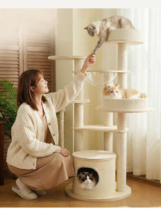 Árbol para Gatos de Madera Maciza, Moderno, de Lujo, Ecológico, Fabricado en Fábrica, de Múltiples Niveles, con Poste Rascador de Sisal y Hamaca para Gatos de Todos los Tamaños - Product Image 6