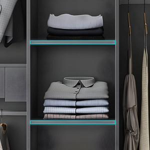 Armadio a 6 Ante Scorrevoli in Stile Minimalista di Lusso, Grigio, con Mobile Superiore e Laterale per Arredamento Domestico - Product Image 5