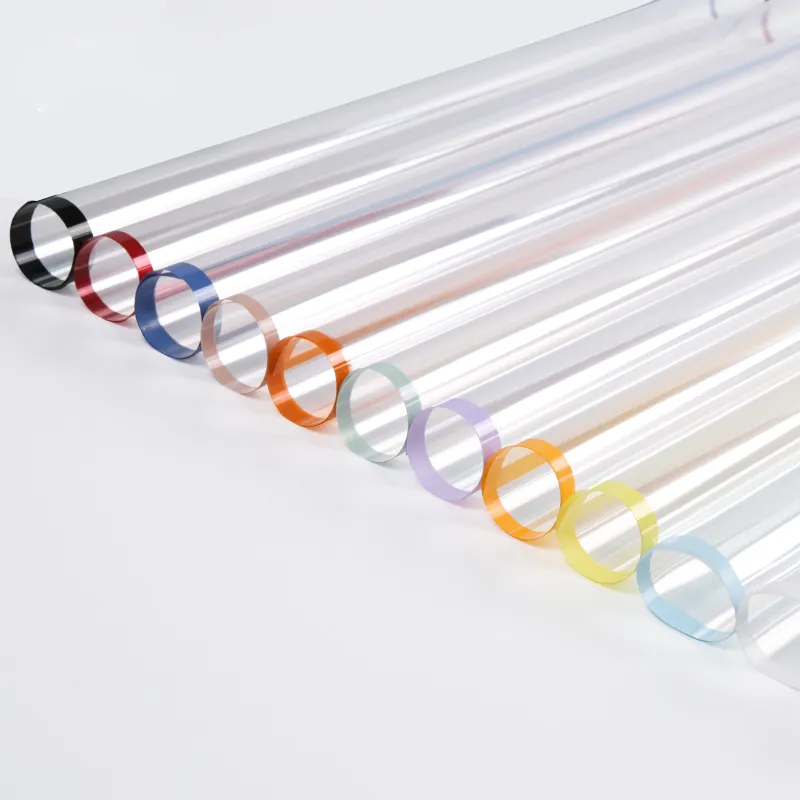 Transparent Plastic Cellophane Paper Glassine Flower Wrapping Paper With Color PrintedでEdge