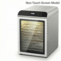 Déshydrateur alimentaire électrique professionnel 12 plateaux en acier inoxydable 800W avec écran tactile, contrôle 90°C, minuterie 24h et cycle 360h