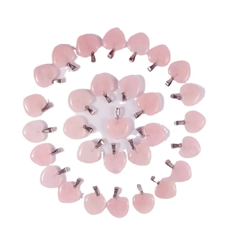 2mm Heart Shape Natural Stone rose quartz Pendant Accessories gemstone pendant for necklace jewelry making