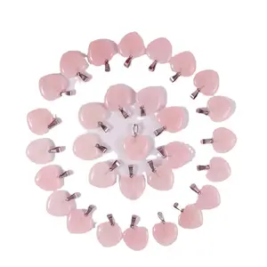 Pendentif quartz rose en pierre naturelle en forme de coeur de 2cm Accessoires pendentif pierres précieuses pour collier fabrication de bijoux