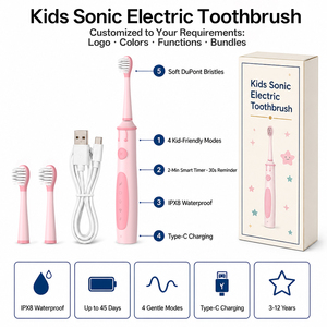 <span class=keywords><strong>Brosse</strong></span> à dents électrique sonique pour enfants, poils doux, étanche IPX8, minuterie 2 minutes, charge rapide Type C, nettoyage en profondeur, soin des gencives - Product Image 5