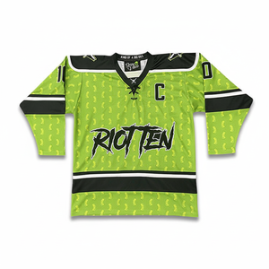 Conjunto de camiseta de hockey sobre hielo verde personalizable Diseño fresco Ropa deportiva Uniforme universitario OEM Nombre del equipo Bordado Impreso Técnicas - Product Image 1
