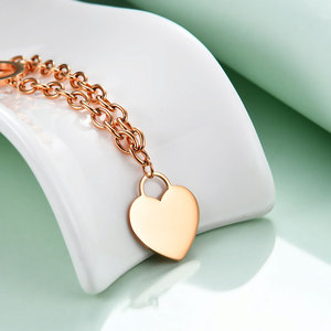 Collar de Acero Inoxidable Color Oro Rosa en Forma de Corazón con Letra B Grabada con Láser, Cadena para Clavícula, Joyería para Uso Diario, Regalo - Product Image 4
