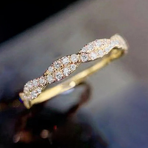 Conjunto de Joyería de Moda T0008, Anillo con Cristales de Estrás, Corte Brillante Redondo, Engaste en Canal, Anillo de Compromiso Unisex - Product Image 6