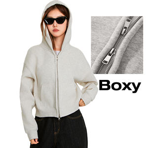 Cross-Border Hooded Cotton Custom Printed 350G Short Boxy Hoodie for <b>Men</b>/Women - Product Image 2
