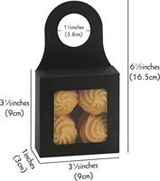 Boîte à vin en papier noir avec fenêtre, pliable, biodégradable, gaufrée, pour bonbons et cadeaux