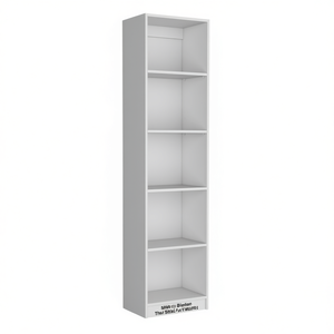 DB Home Office <b>Bookcase</b> 5 Tier Slim Design <b>White</b> Storage Rack for Neatening - Product Image 1