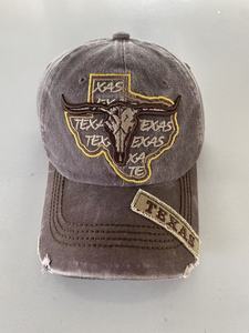 Cappellino da Baseball Vintage in Cotone Lavato con Bandiera Ricamata dello Stato del Texas e Bovini a Corna Lunghe - Product Image 3