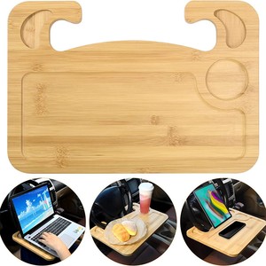 Four Directions Bamboo <b>Car</b> <b>Table</b> 40x30x1.2cm Seat Back Tray With Cup Holder For Kids Eating - Product Image 3