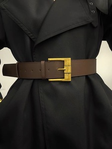 <span class=keywords><strong>Ceinture</strong></span> large en PU marron <span class=keywords><strong>et</strong></span> <span class=keywords><strong>noir</strong></span> JULUN avec boucle carrée dorée antique, style western pour <span class=keywords><strong>femme</strong></span> - Product Image 6