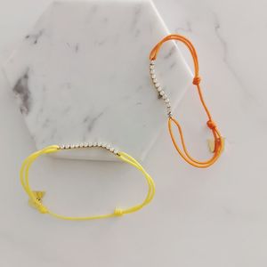 Bracelet en corde tressée réglable Jietao personnalisé avec barre en diamant pavé, en acier inoxydable, pierre de zircon, breloque logo et bijoux en cristal - Product Image 4